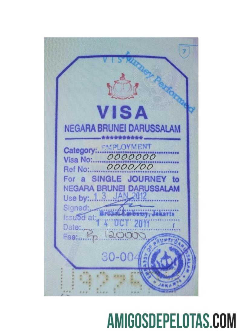 Visto de carimbo BRUNEI modelo